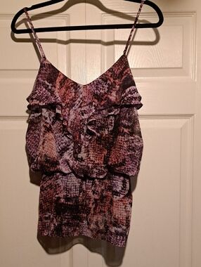 Guess-Sheer Snakeskin Print Cami Top  Purple,lavender & Soft pink Accents Classy